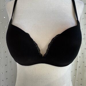 Victoria's Secret Plunge Black Lace Accent Bra